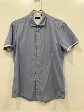 Antony Morato Blue Gingham Short Sleeve Button-Up Shirt 100% Cotton Size‎ 48/M